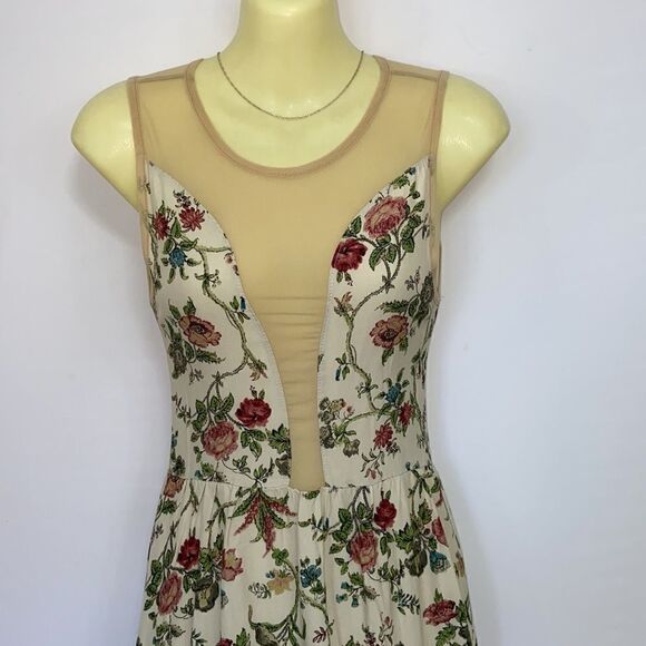For Love And Lemons Dress Beige Net Floral Fit&Flare Dress Excellent S… - Picture 5 of 8